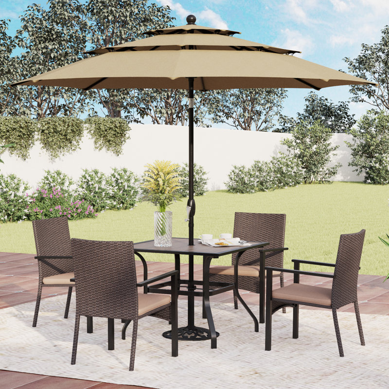 4 - Person Patio Dining Set with, Beige, Yes