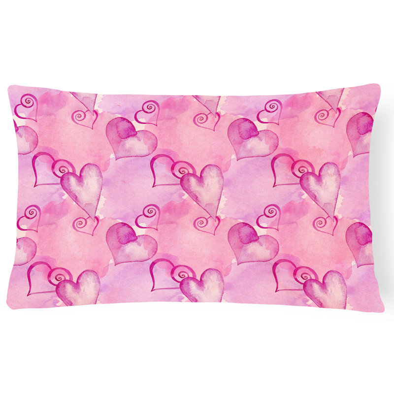  Coussin décoratif intérieur / extérieur Watercolor Hot Hearts, Rose