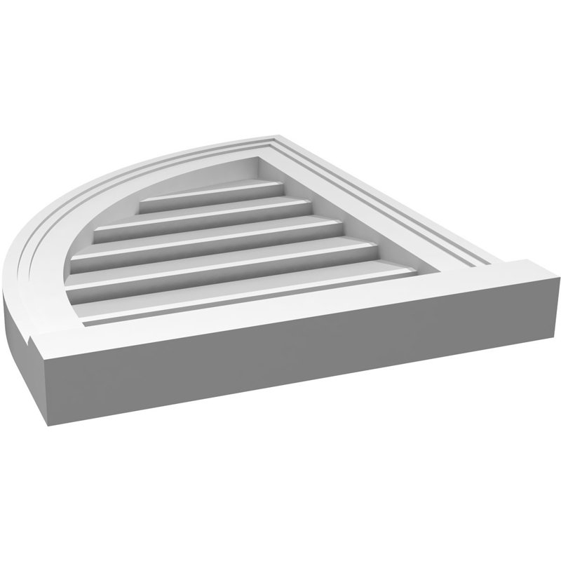 Quarter Round Left Surface Mount Signature Urethane Functional Gable Vent, Primed Tan, 30" H x 16" W x 1" D