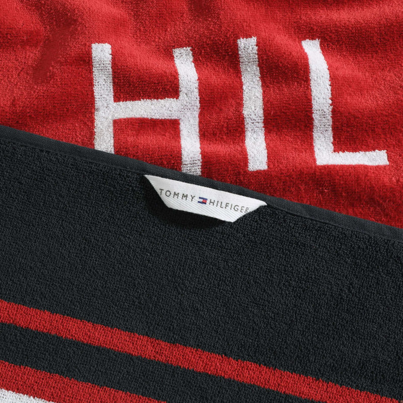 Tommy Hilfiger Hampton Stripe Red Cotton Beach Towel, Hampton Stripe Red