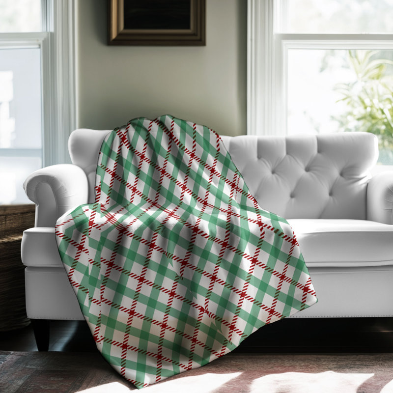 Snowy Tartan - 1 pièce Sherpa Premium couverture 0048, L 50 po x L 60 po