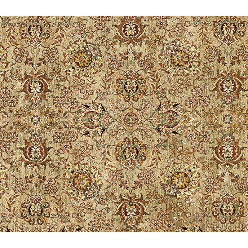 Hand Knotted Wool Area Rug in Camel And Ivory