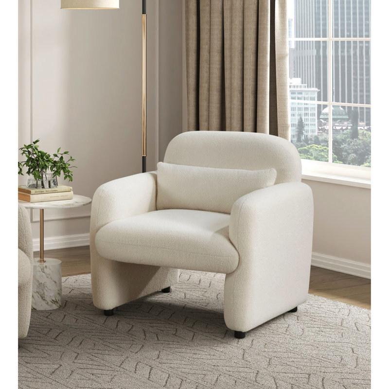 Fauteuil d'appoint contemporain rembourré beige Boucle, Beige