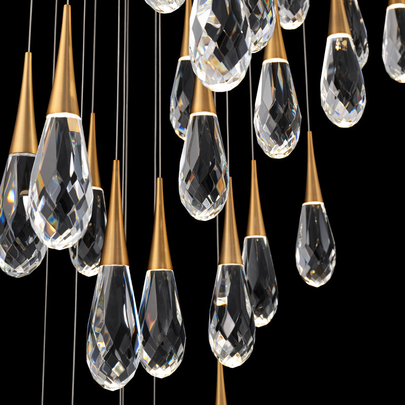 Hibiscus 41 - Light LED Pendant, Aged Brass
