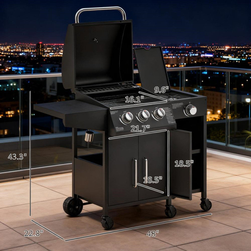 Barbecue au gaz de qualité supérieure avec brûleur latéral pour la cuisson dans la cour extérieure