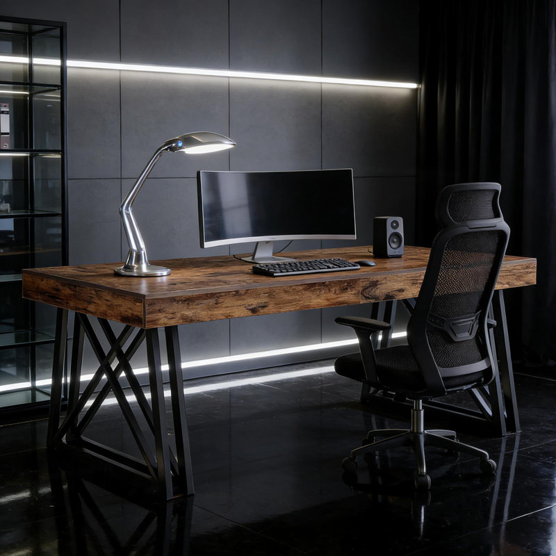 Bureau de direction rétro, bureau d'ordinateur, bureau (table seulement)