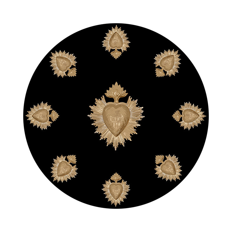 Ex Vote Orange Vegan Leather Round Coasters, Black
