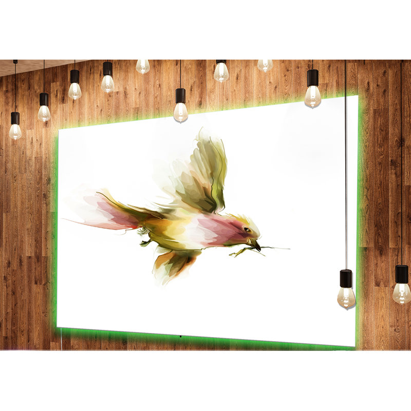 « nice flight of green oiseau », peinture, H 38 po x l 38 po x P 1 po, Métal