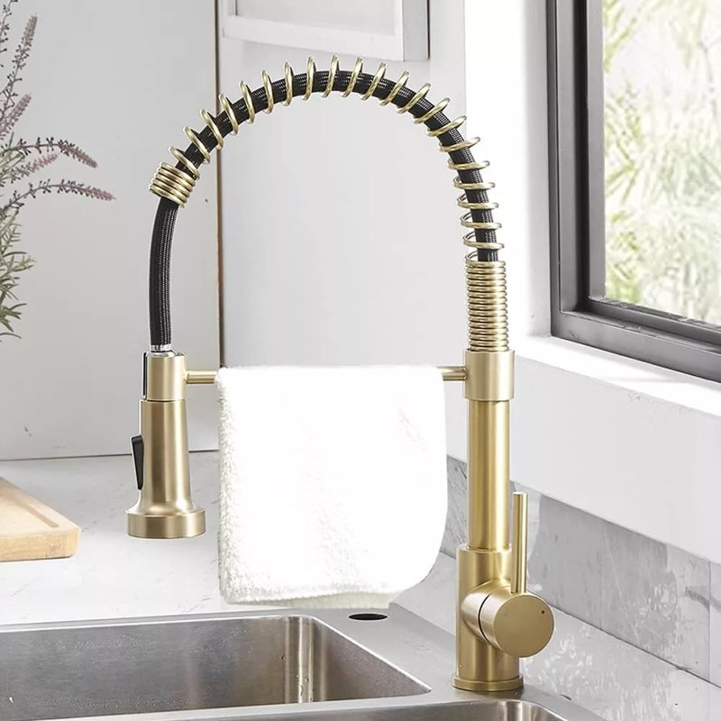AlenArtWater Pull Down Kitchen Faucet, Brushed Gold