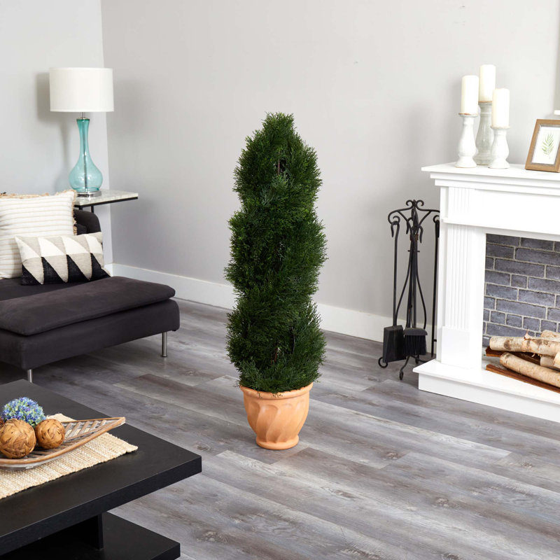 4,5 pi Arbre artificiel à double étang cyprès en terre cuite résistant aux rayons UV (intérieur / extérieur)