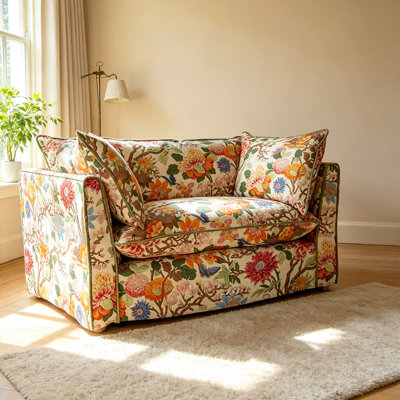 Retro Upholstered Rustic Cotton linen blended sofa