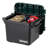 7.5 Gal. Remington Heavy Duty Trail Box, Stackable Storage Bin With Latching Lids, Black, (4-pack)