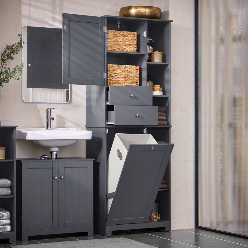 Floor Mounted Bathroom Cabinet, Dark Grey