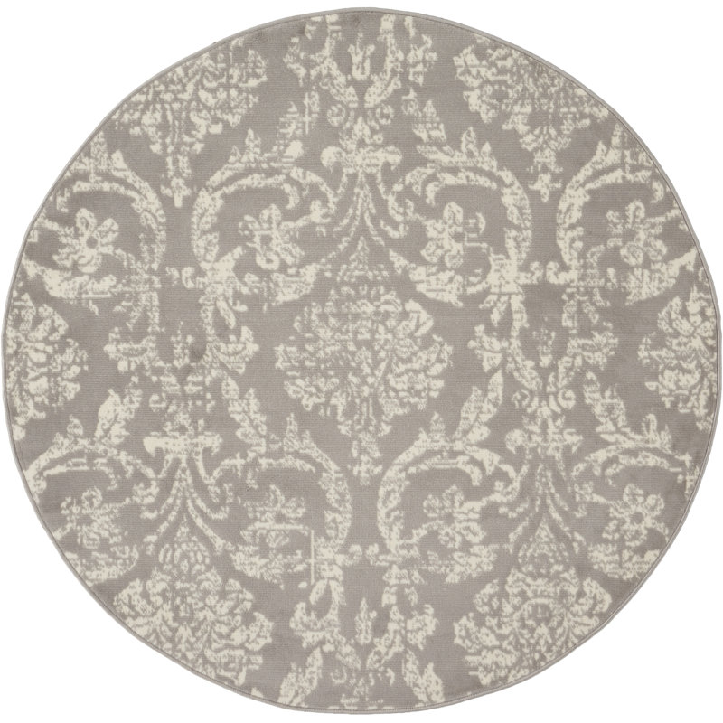 Rosemead Damask Indoor Rug, Round 5'3"