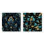 Motif de fleurs bleues et dorées de luxe III - ensemble de collage carré abstrait botaniques-101855779-101855783