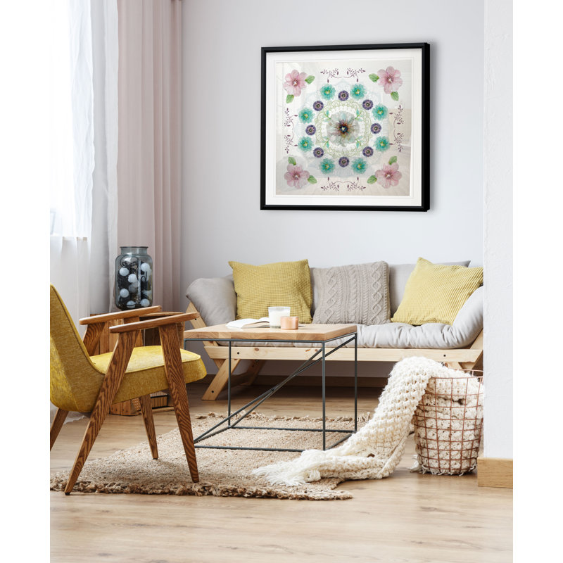 Art floral sur toile Kaléidoscope II, H 17,5 po x l 17,5 po x P 1,5 po, Cadre plastique noir