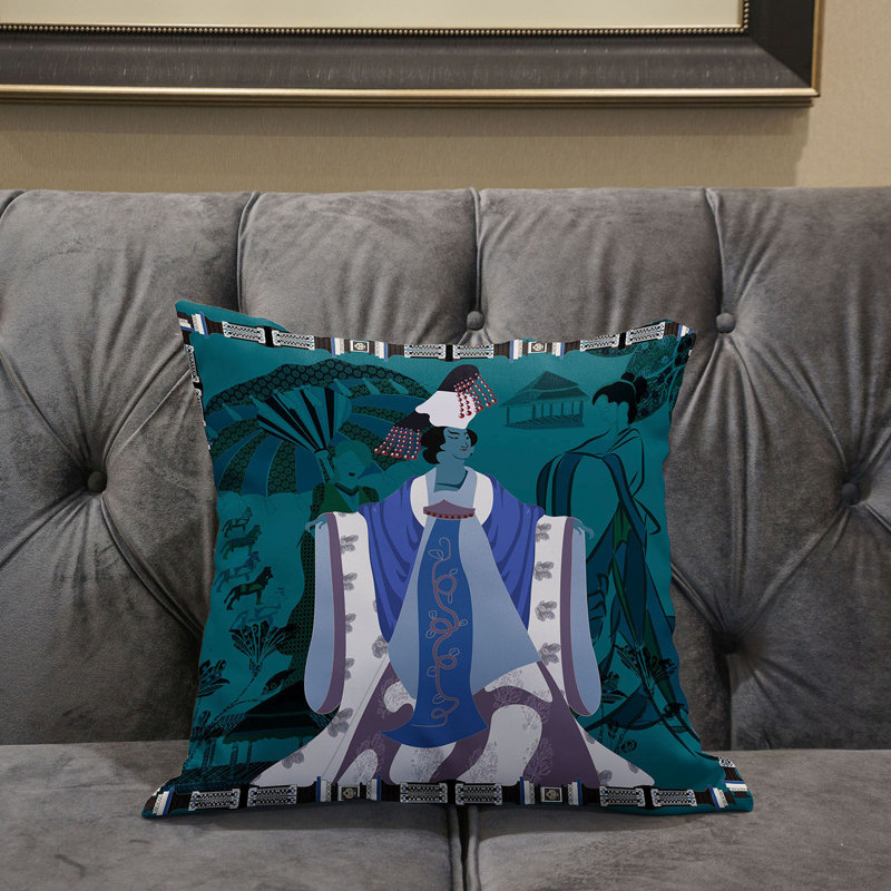 Housse et insert de coussin décoratif en polyester, 18 po x 18 po, Bleu/mauve