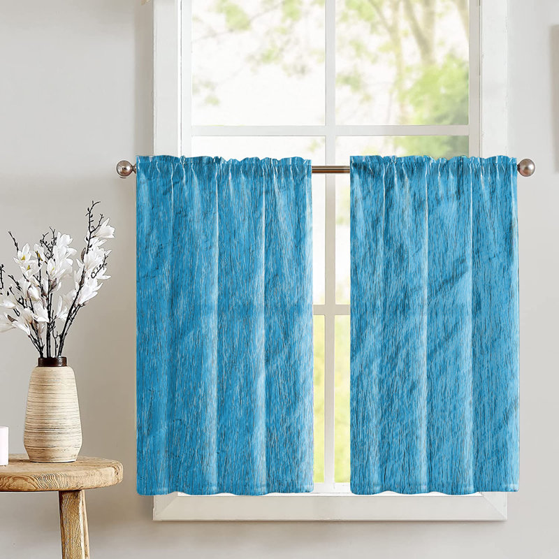 Samariah Tailored Cafe Curtain, Turquoise