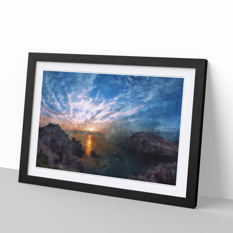 Beautiful Sunrise - Picture Frame Painting, 36cm H x 48cm W x 2cm D, Black Framed