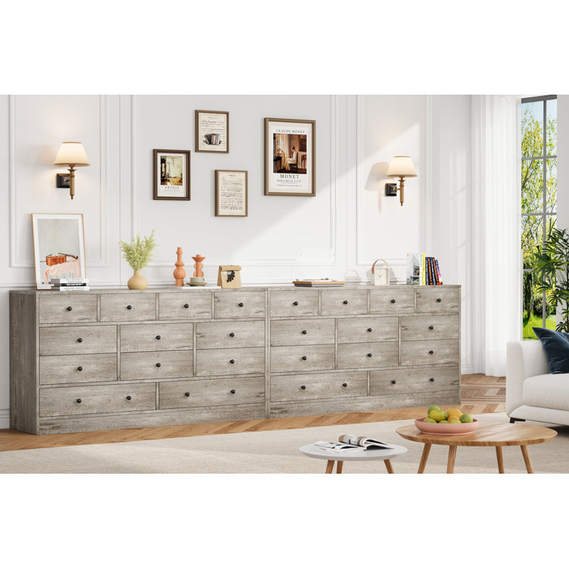 Commode pour chambre à coucher, commodes à 12 tiroirs et commodes, commode avec tiroir de rangement en bois et prise de courant, 61 po