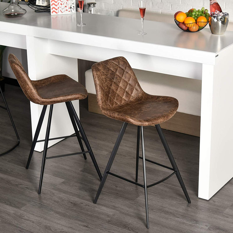 Gully Upholstered Counter Stool with Metal Frame, Brown