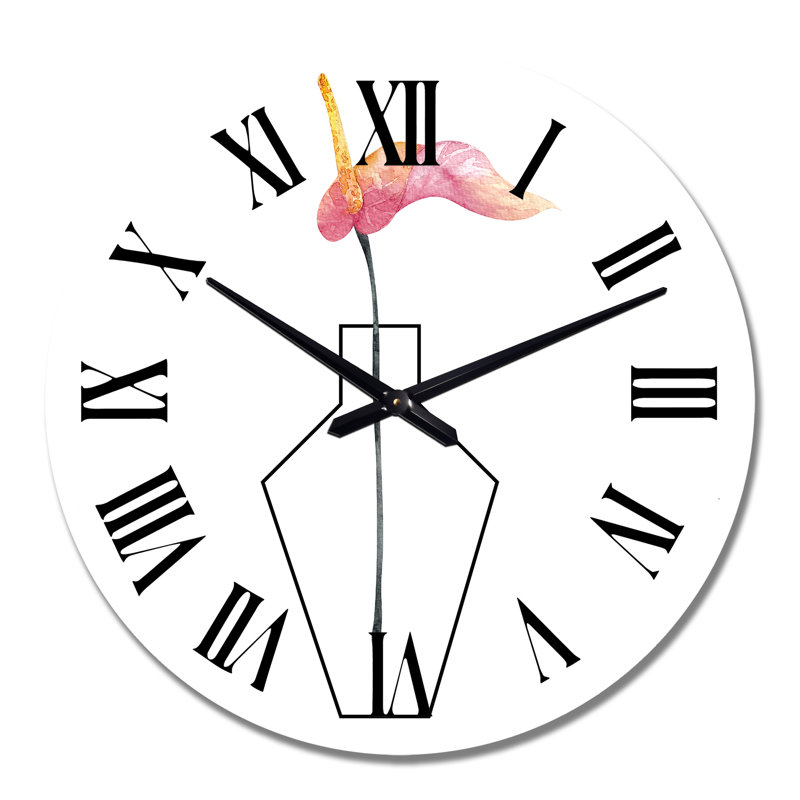 Composition avec bouquet floral minimaliste - Horloge murale décontractée, Moyen