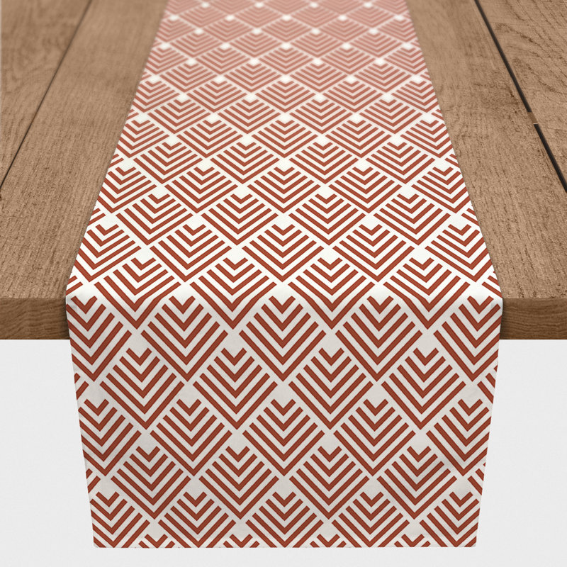Chemin de table géométrique, 90 po x 16 po, Brun