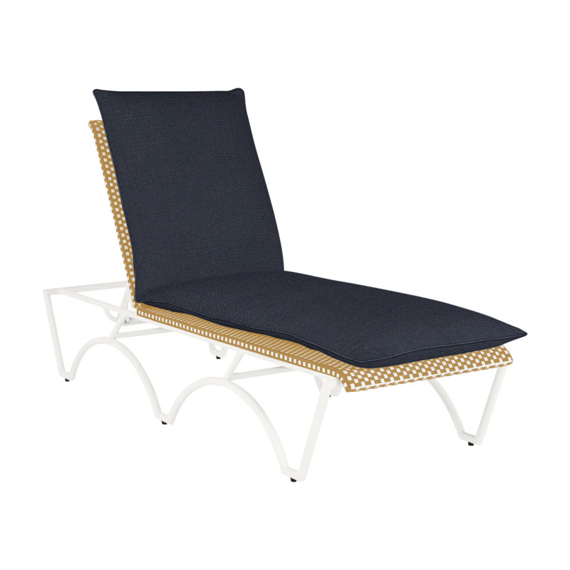 Savoy 81" Long Reclining Single Chaise with Cushions, Chalk/White/Natural, Welt, Linen Navy