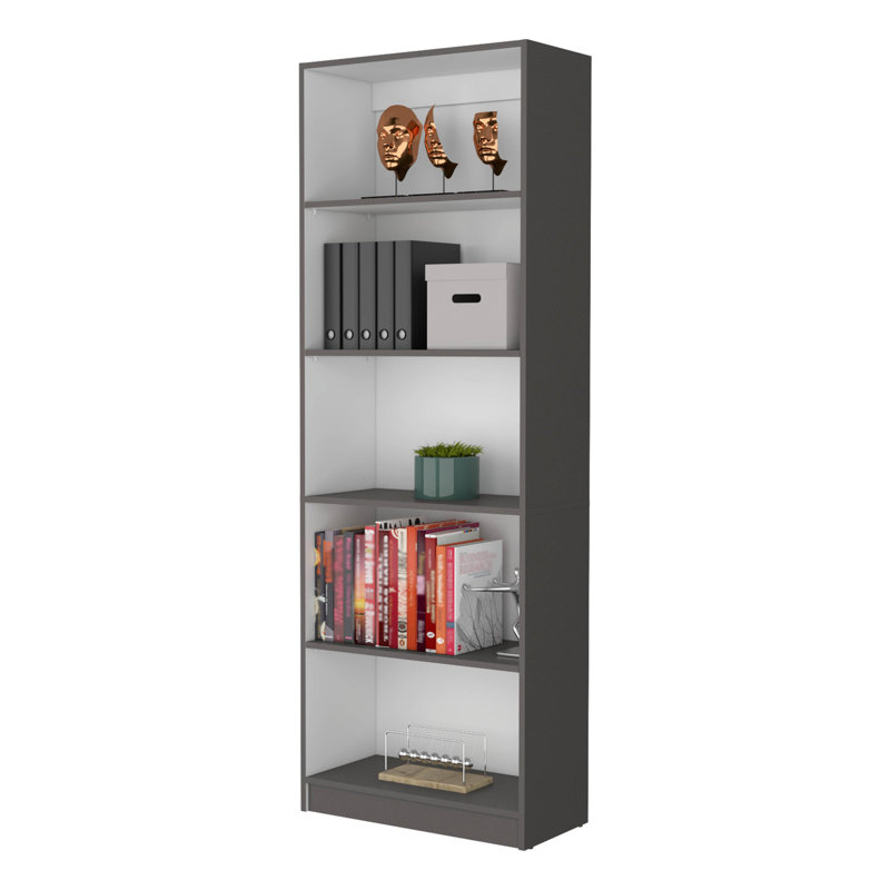 Bibliothèque à 5 tablettes, Gris / Blanc
