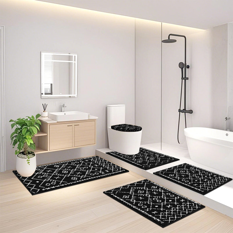 Tapis de bain absorbant (ensemble de 5), Noir