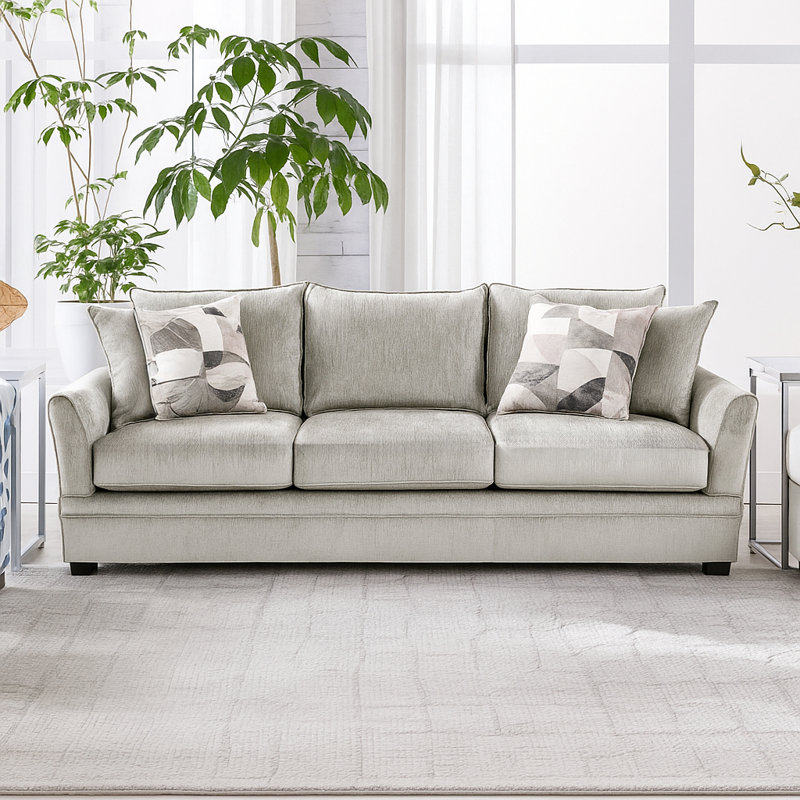 Jakeira 3-Seater Polyester Fabric Couch, Light Gray
