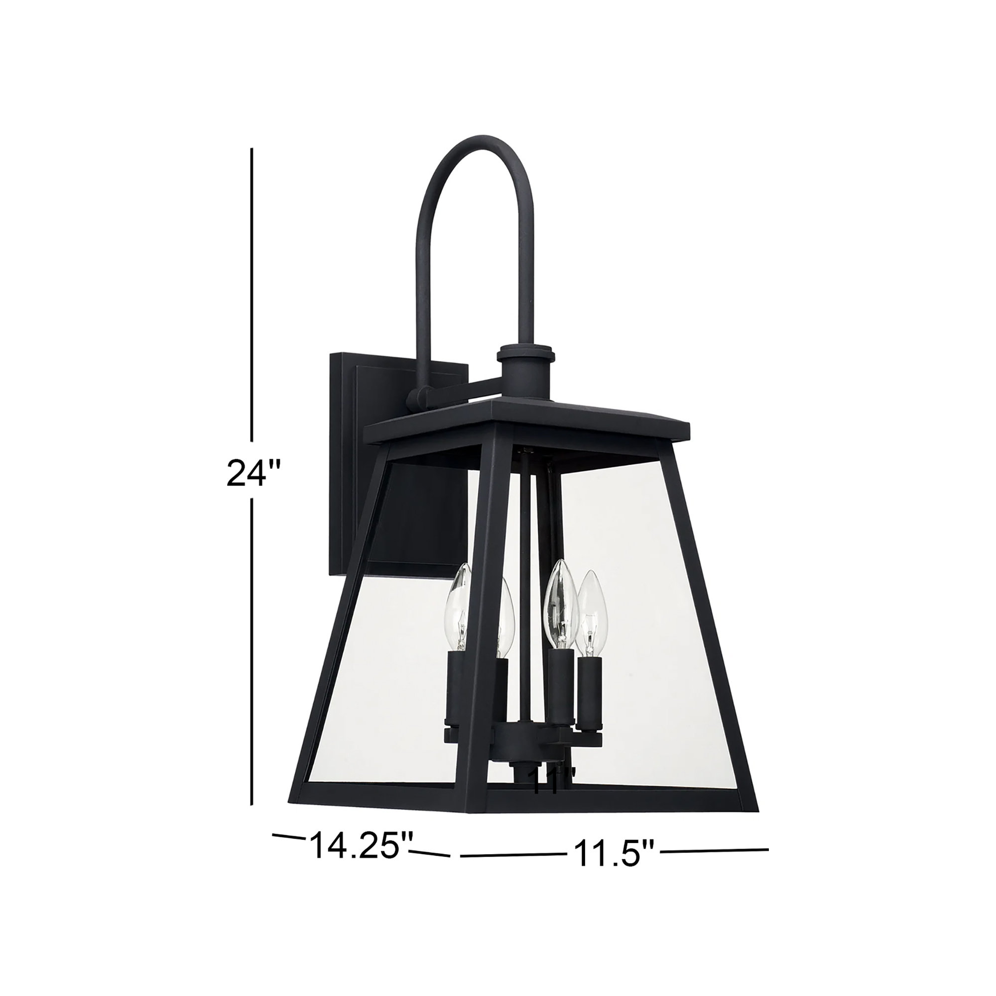 4 Light Bell Outdoor Wall Light, Black