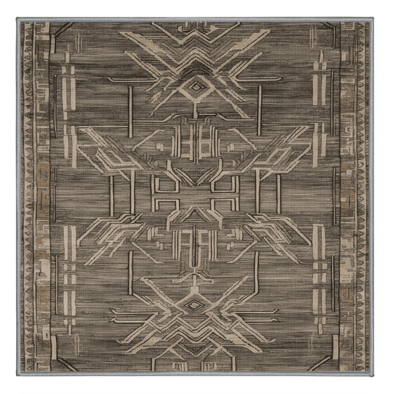Tapis gris art déco lavable à la machine, Carré 5 pi