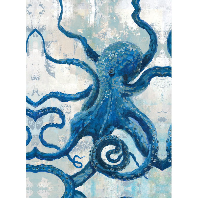 Gold Tentacle Octopus - Painting Print, Black Floater Framed, 76 cm H x 51 cm W