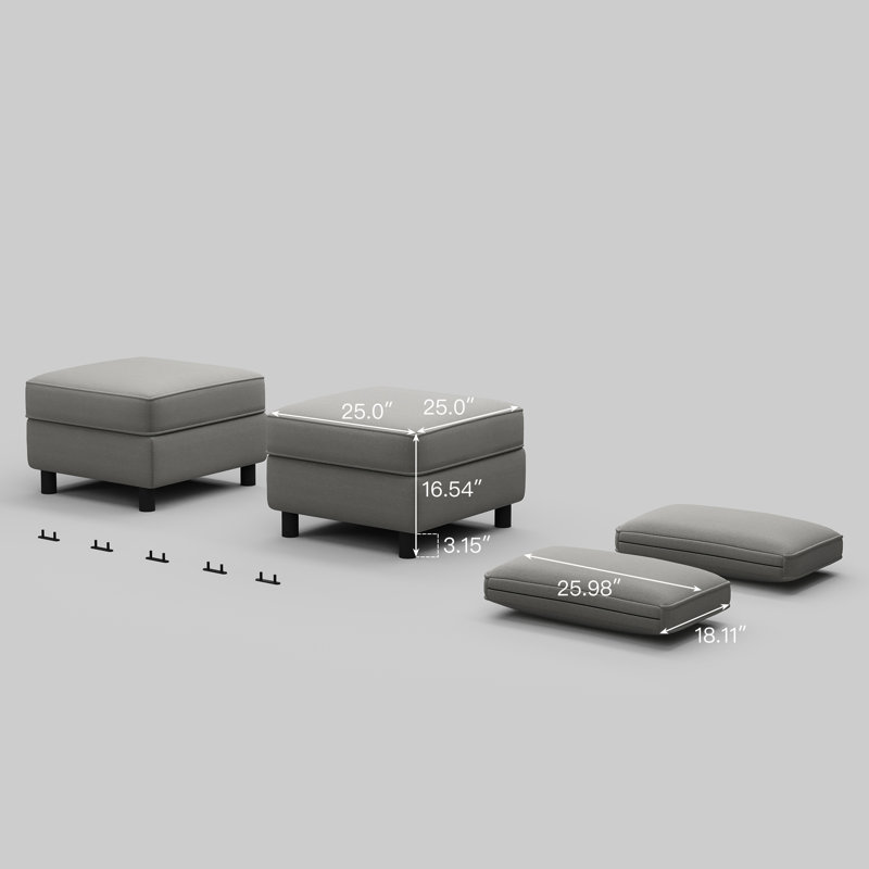 Deux repose-pieds modulaires avec rangement, Gris clair