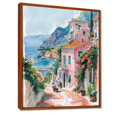 Impression d'art mural «Pink Coastal Village Italy III - Italy»