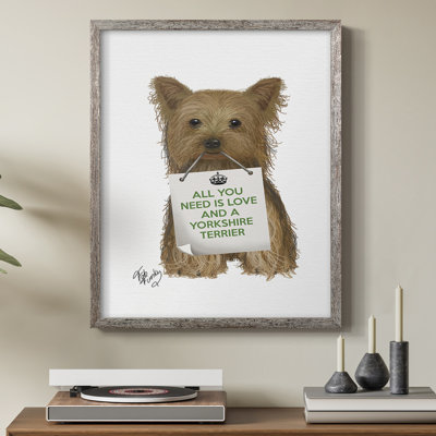 Love and Yorkshire Terrier Framed Print - Solid Wood