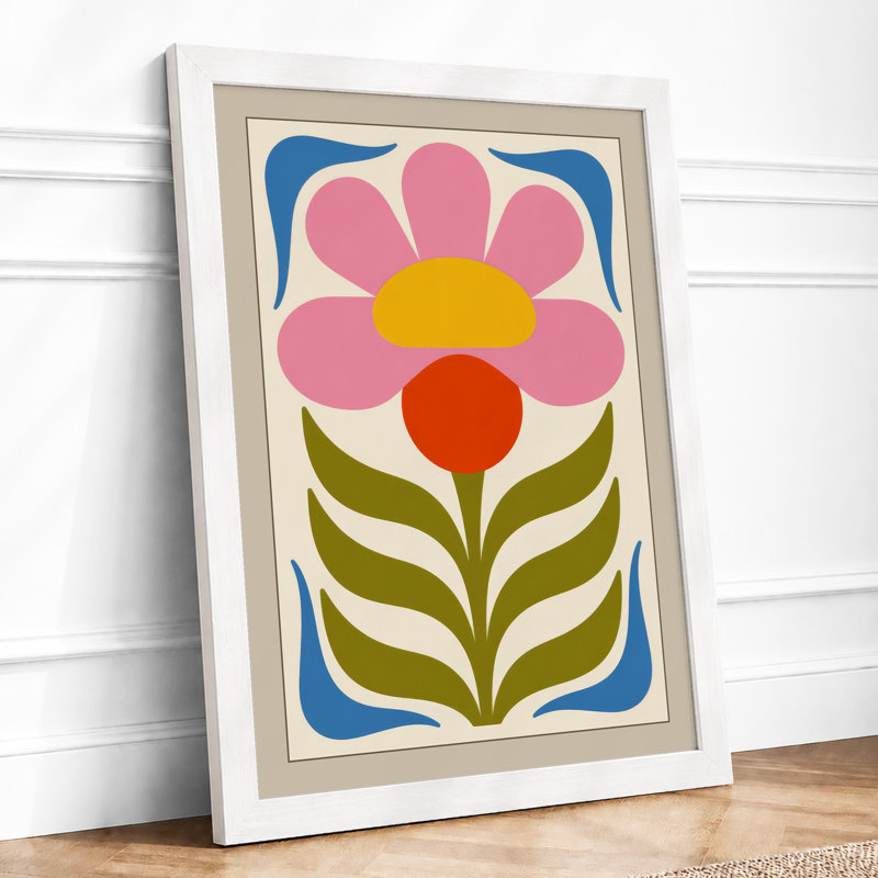 Blooming Geometry Botanical - Framed Print, A4 - 29.7 x 21.0 cm, White