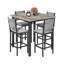 Ensemble de table de salle à manger 5 pièces avec table à hauteur de comptoir et 4 tabourets de bar, ensemble de salle à manger de cuisine moderne en faux marbre avec chaises rembourrées, ensemble de salle à manger compact pour petits espaces-1352284687