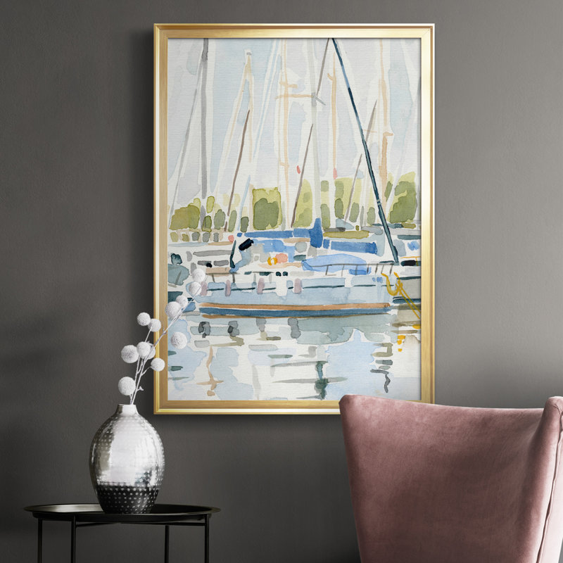 By the Bay II - Peinture sur toile encadrée, Or, H 30,5 po x l 22,5 po x P 1 po