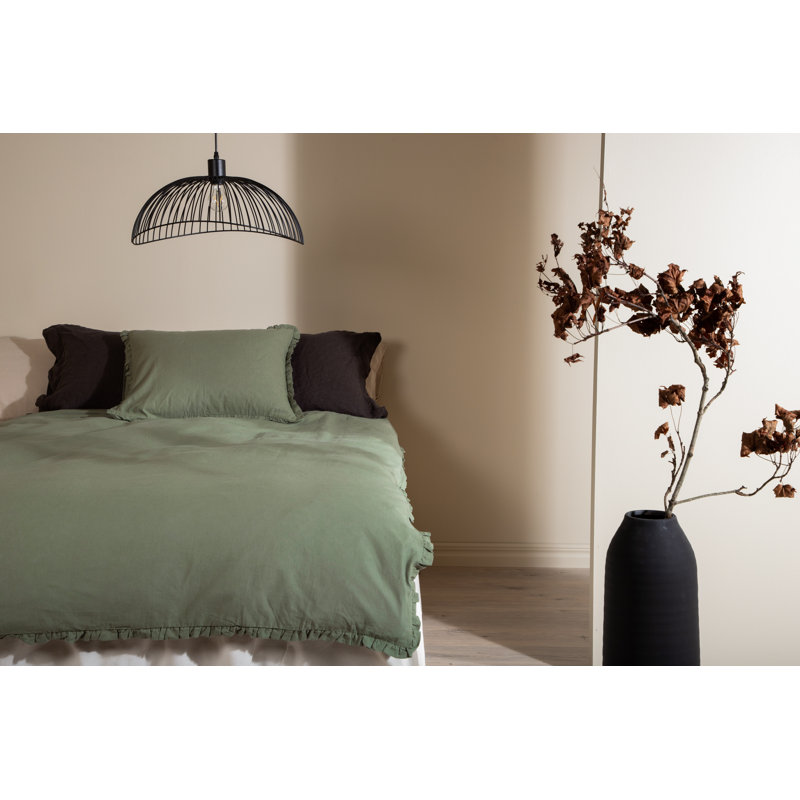 Kushner Cotton Solid Colour Duvet Cover with Pillowcases Included, Green