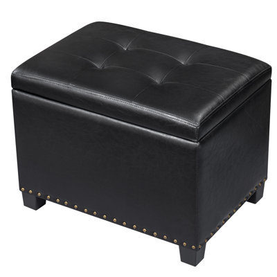 22" Upholstered Storage Ottoman With Reversible Tray Top