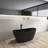 61 Inch Black Freestanding Solid Surface Soaking Bathtub For Bathroom-120145671