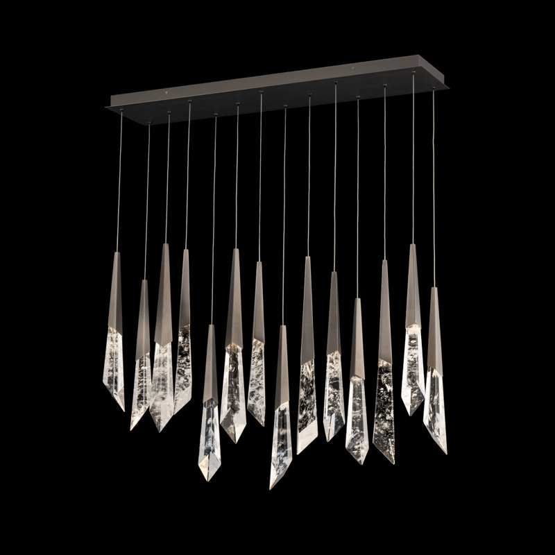 Solitude 14 Light Crystal LED Multi-Light Pendant, Antique Nickel