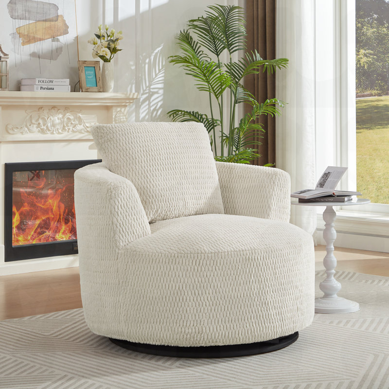 Fauteuil d'appoint pivotant en tissu, Crème