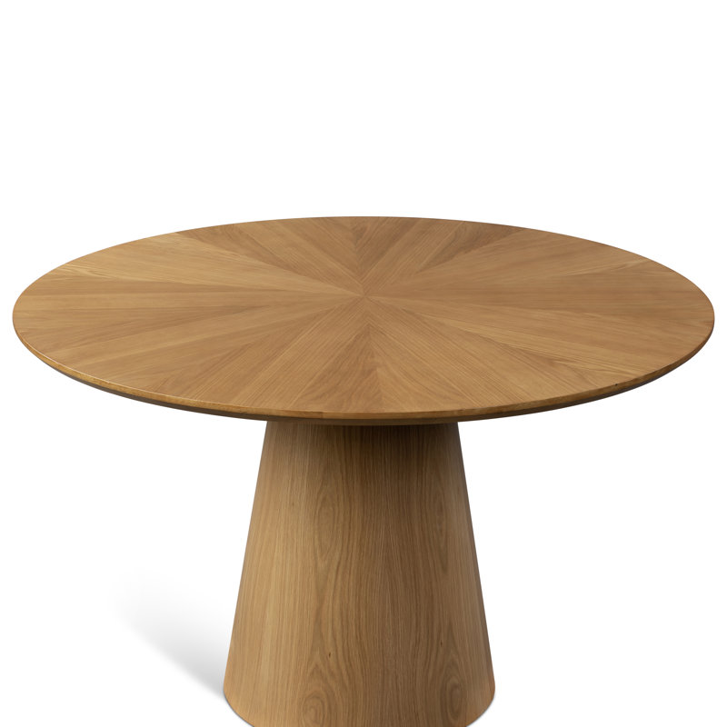 Modern Brazilian Mona Wooden Top Round Dining Table, Damasco