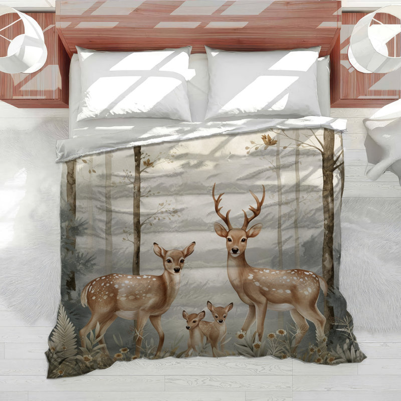 Deer Nature Microfiber Duvet Cover, Queen Duvet Cover