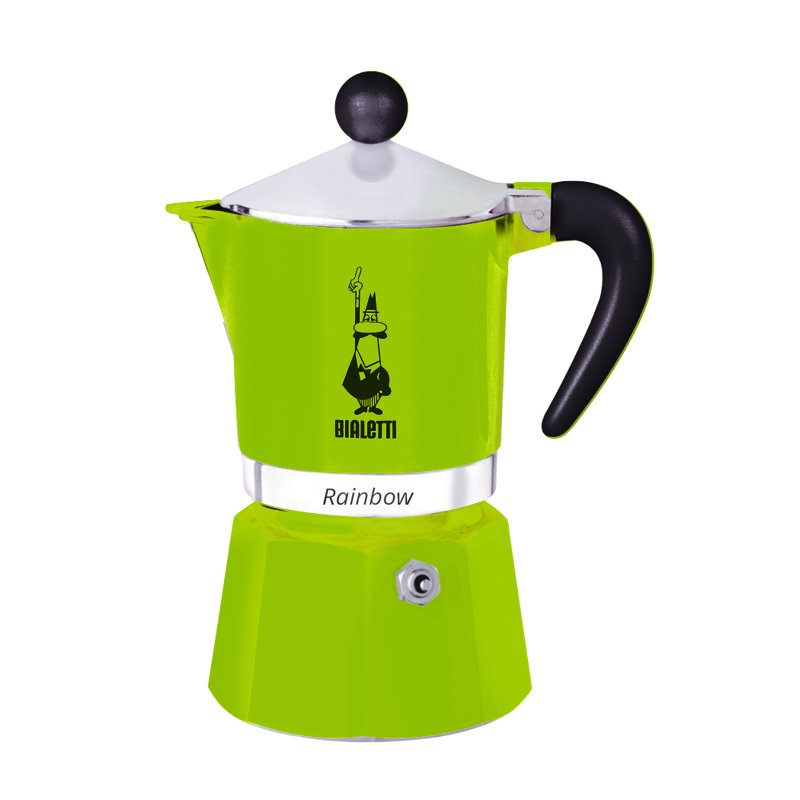 Bialetti Moka Express Rainbow Percolator Coffee Maker, Green, 6 Cups