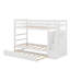 Lit superposé simple au-dessus de simple avec lit gigogne et escalier-135891490