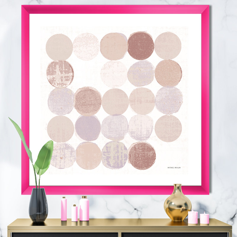 « shade of rose geometric points i »-reproduction d’image sur toile, H 16 po x l 16 po x P 1 po, Encadré rose